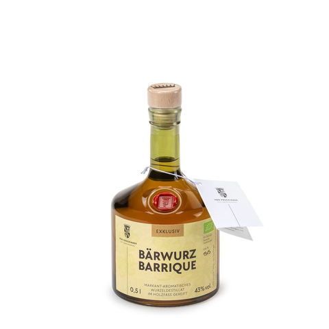 Bio Bärwurz Barrique Markant-aromatisches Wurzeldestillat ausgebaut im Barriquefass 43 % 0,5 Liter