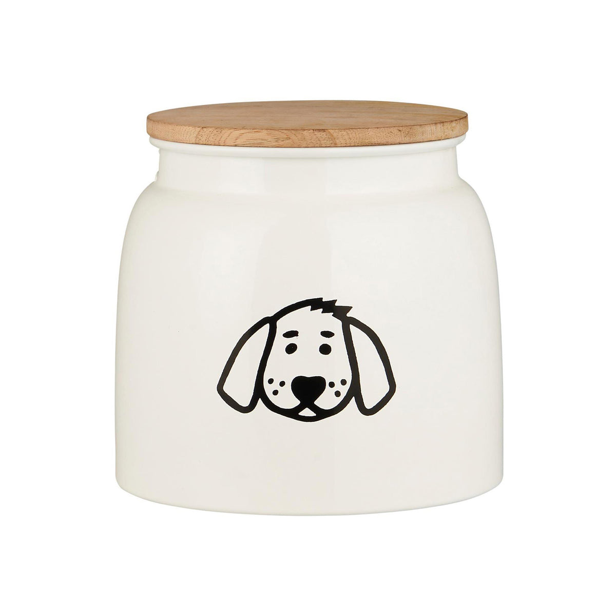 Dose für Hundefutter weiß mit Hundemotiv und Holzdeckel 2,2 ltr